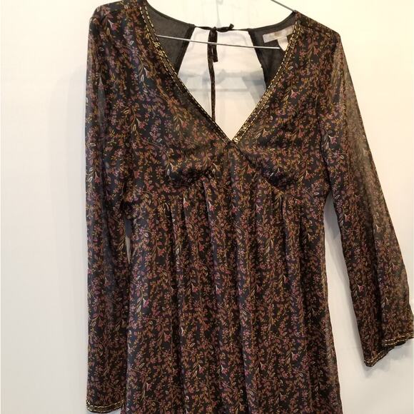 Forever 21 V Neck Backless Fit & Flare Dress Comfortable Long Sleeve Womens Sz L - Picture 6 of 11